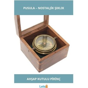 Resim Ahşap Kutulu Zarif Pirinç Pusula Yüksek Hassasiyet 1 Adet 1 Adet 