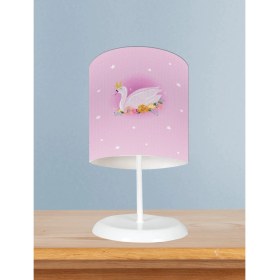 Resim Mekta Home Bebek ve Çocuk Odası Pembe Kuğu Desenli Abajur 