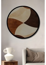 Resim Modern Soyut Geometrik Ahşap Tablo Yuvarlak Duvar Tablosu Çerçeve Görünümlü--450316--- 30 X 30 