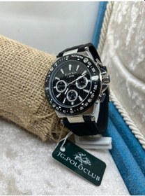 Resim Jg. Polo Club Erkek Kol Saati Fonksiyonel Silikon Siyah Kordon Siyah - Gümüş 