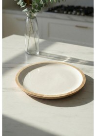 Resim Agacı Servis Tabağı & Sunum Tabağı 25 Cm Krem Açık Mavi 