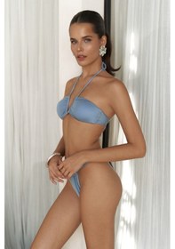 Resim Mai Collection Mai Studios Co. Bunga Bağlamalı Büzgü Detay Mavi Bikini Üstü Mavi 