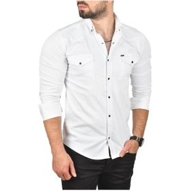 Resim Deepsea Erkek Beyaz Slim Fit Pamuklu Cepli Kot Gömlek Çıtçıtlı Uzun Kollu Spor Gömlek 2502503 Beyaz 