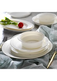 Resim Schafer Superfine Bone Lux Yemek Takımı 56 Parça-gold Beyaz 