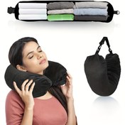 Resim 1 Adet Süper Yumuşak Ayarlanabilir Seyahat Boyun Yastığı - Kolay Saklama için Uzun Fermuarlı Büyük Kapasiteli Ergonomik Tasarım, Dayanıklı Polyester, Uçak, Araba ve Ev Kullanımı İçin Gri, Konforlu Boyun Desteği 