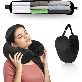 Resim 1 Adet Süper Yumuşak Ayarlanabilir Seyahat Boyun Yastığı - Kolay Saklama için Uzun Fermuarlı Büyük Kapasiteli Ergonomik Tasarım, Dayanıklı Polyester, Uçak, Araba ve Ev Kullanımı İçin Gri, Konforlu Boyun Desteği 