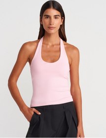 Resim Dilvin 21052 Halter Yaka Top-toz Pembe Toz Pembe 