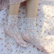 Resim 1 Çift Kadın Kısa Çorap, Yeni Stil, Dantel Çiçek, Nefes Alabilir, Poliamid %95 + Elastan %5, Düz Renk, Örgü Kumaş, 20g/m², Elde Yıkama veya Profesyonel Kuru Temizleme, Kadınlar İçin 