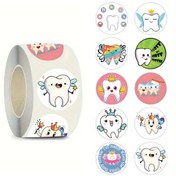 Resim 500 Adet Sevimli Karikatür Diş Bakımı Stickerları - Yeniden Kullanılabilir, Kendinden Yapışkanlı Etiketler Bagaj, Telefonlar, Dizüstü Bilgisayarlar & Daha Fazlası İçin - 2.54 cm, 10 Eğlenceli Desen, Kış, Yeni Yıl İçin Mükemmel 