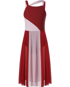 Resim Mor Kızlar Örgü Yerleşimi Bale Çağdaş Dans Elbise Lirik Kolsuz Leotard Kostüm Mor 