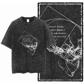 Resim The Coolmınd Zf Streetwear Unisex Retro Baskılı Pamuk T-shirt Büyük Boyaltınerkek Altın 