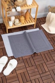 Resim Leoline%100 Pamuk Premium 2'li Ayak Havlusu - Gri - Antrasit 