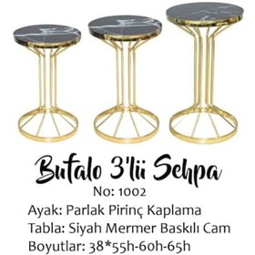 Resim Brc Bufalo Zigon Model Siyah Mermer Temper Cam Metal Gold Renk Ka 