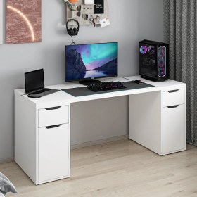 Resim Alen 180 cm 2 Çekmeceli 2 Dolaplı Çalışma & Oyuncu Masası - Beyaz 