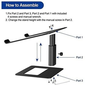 Resim Masa İçin Ayarlanabilir Dizüstü Bilgisayar Standı Asansörlü Laptop Standı 10-17.3 İnç Yükseklik Ayarlı Sehpa 