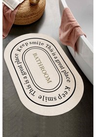 Resim Decomia Home Yıkanabilir Bathroom Şeritli Oval Banyo Halısı Banyo Paspası Tek Parça 60x100 Dc 8028 60 X 100 Beyaz 