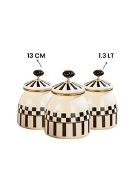 Resim Prime Cream 3 Lü Emaye Baharatlık Seti Krem 