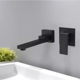 Resim Banyo Lavabo Bataryası Ankastre Hareketli Sıva Altı Dahil Siyah 