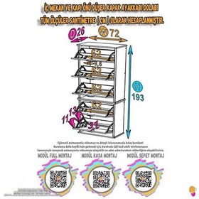 Resim Eliusta Sho Beş Düşer Kapaklı Ayakkabılık Antrasit Renk 72 Cm Asma 72x193x26 Cm Ayakkabılık Antrasit 