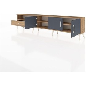 Resim Arges Tv Ünitesi 3 Raflı Tek Çekmeceli 3 Kapaklı 220x30x51 Çam-antrasit/çam Antrasıt/atlas Çam - Atlas Çam 