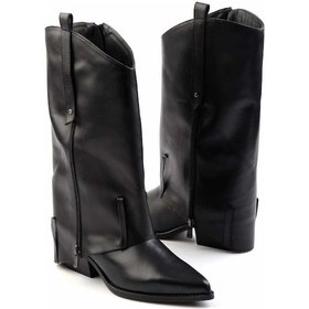 Resim Siyah Hakiki Deri Kadın Bot & Bootie K02415016003 Siyah 