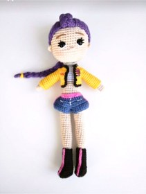 Resim MİNOHOUSE Amigurumi K-Pop Demon Hunters Rumi Bebek Organik Oyuncak 