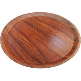 Resim 33 Cm Çap Kaymaz Ahşap Desenli Servis Tepsisi Erkoplast 