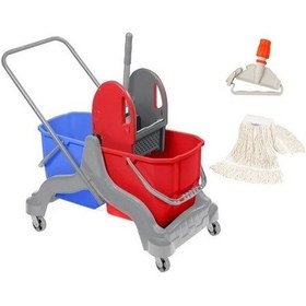 Resim Safell Temizlik Arabası Çift Kovalı Temizlik Seti -3 Parça 25Lt 