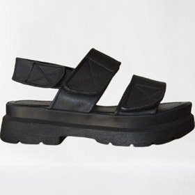 Resim Dolgulu Siyah Çift Bant Kadın Sandalet Siyah 