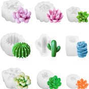 Resim 9 Parça Sukulent & Kaktüs Silikon Mum Kalıp Seti - DIY Kokulu Mumlar, Balmumu, Reçine Yapımı için 3D Çiçek ve Yeşil Bitki Tasarımları - Çok Yönlü, Kullanımı Kolay, Mum Yapım Malzemeleri 