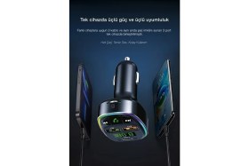 Resim Kensa Bluetooth Fm Transmitter - 3 USB Portlu Süper Hızlı Araç Şarj Cihazı 