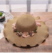 Resim Yazın Serin Tutan Hasır Kadın Şapka, Geniş Vizörlü Büyük Boy Çelenk Desenli Güneşten Koruyucu Şapka Yeşil 