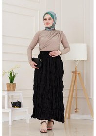Resim Sevitli Beli Lastikli Kraş Etek-siyah-4973 Siyah 