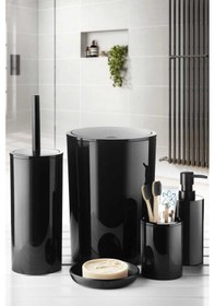 Resim Primanova Flores Banyo Seti + Yapışkanlı Raf Siyah 