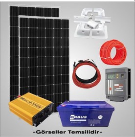 Resim Karavan Solar Enerji Paketi 1000W Şarjlı İnverter 2x205W Güneş Paneli 200Ah Jel Akü MPPT Regülatör 
