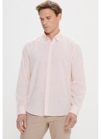 Resim AC&Co / Altınyıldız Classics Erkek Turuncu Comfort Fit Rahat Kesim Pamuklu Gizli Düğme Yaka Gömlek - Turuncu 