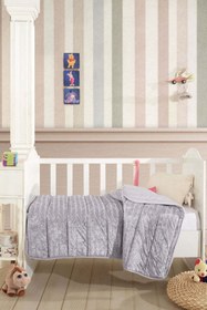 Resim Elart Velvet Bebek Yorgan (150x100 cm) Gri 