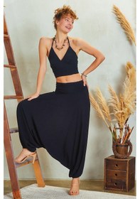 Resim Los Banditos Drape Detay Beli Lastikli Şalvar Pantolon 001 