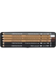 Resim Cretacolor Basic Drawing Set Temel Çizim Kalemleri 6'lı Metal Kut 