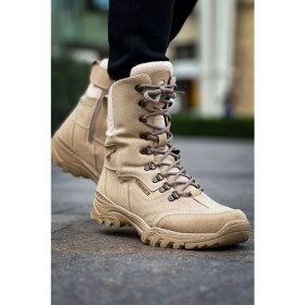 Resim pabucmarketi Fermuarlı Bağcık Detaylı Erkek Sneaker Bot Kum 