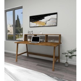 Resim Wood Face Lucy Doğal Ahşap Çalışma Masası Ceviz Renk 