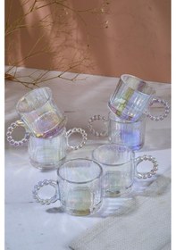 Resim Ringo Line Lüster 6'lı 100ml Boncuk Kulplu Fincan 