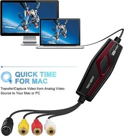 Resim Video Yakalama Kartı USB 2.0, RCA - USB Video Yakalama Cihazı, Mac OS X Windows 7 8 10 PC, One Touch VCR TV'den DVD'ye Dijital Dosyaları Kaydetmek için Dijital Video Dönüştürücü 