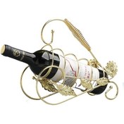 Resim Avrupa Retro Demir Sanat Süsler Yaratıcı Oturma Odası Şarap Dolabı Yaprak Taşınabilir Şarap Rafı-altın Lz 