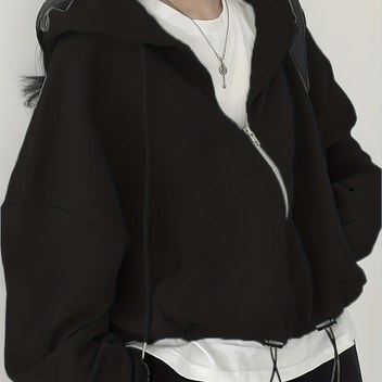 Kadın Oversize Fermuarlı Kapüşonlu - Tam Fermuarlı Ön Kapanış, Fonksiyonel Yan Cepler, Tüm Sezonluk Günlük Sokak Giyim Ceket, Şerit Detaylı