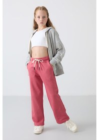 Resim Tommy Life Yaban Gülü Pamuklu İçi Tüylü Yumuşak Dokulu Standart Fit Nakışlı Kız Çocuk Eşofman Alt - 75146 Gül 