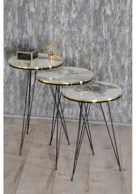 Resim Zigon Sehpa Ve Orta Sehpa Kr Set Siyah Tel Ayak Çift Altın Efes Diğer 