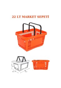 Resim 1 adet 22Litre Market ve Alışveriş Sepeti, Saplı Market Sepeti T 