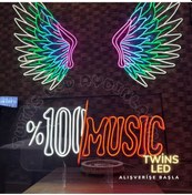 Resim Twins Led %100/music Yazılı Neon Tabela Kırmızı-beyaz Model:model:66893366 Kırmızı - Beyaz 