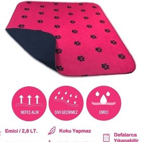 Resim Abso 4 Katlı Yıkanabilir Emici Köpek Pedi Bordo Pati Baskılı 100 x 100 CM 